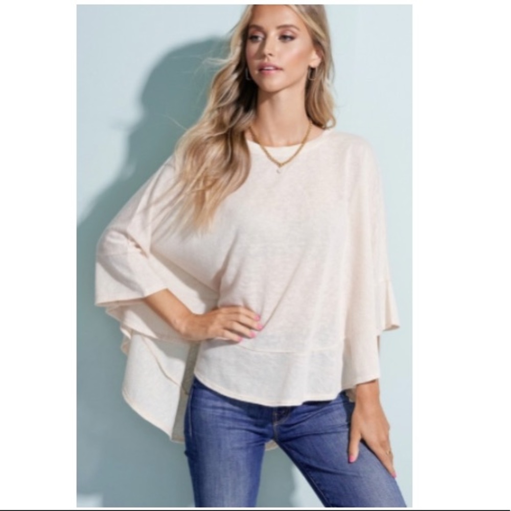 Rosy Cape Sleeves Light Weight Top